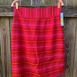 ANTONIO MELANI Red and Orange Striped Pencil Skirt